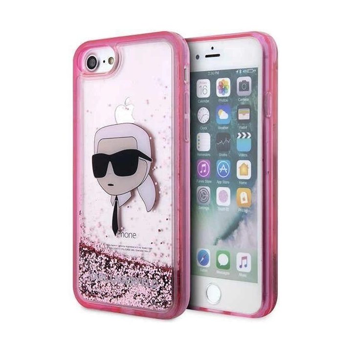 Karl Lagerfeld KLHCI8LNKHCP iPhone 7/8/ SE 2020/2022 rožinis/rožinis deklas Glitter Karl Head