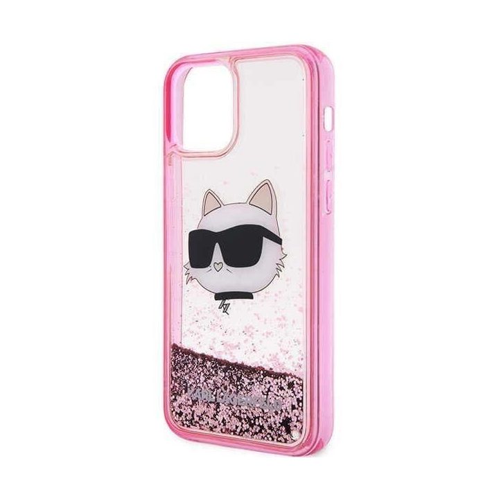 Karl Lagerfeld KLHCP12MLNCHCP iPhone 12/ 12 Pro 6,1 rausvas/rožinis deklas Glitter Choupette Head