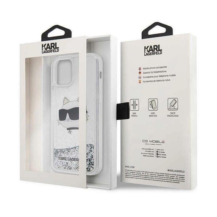 Karl Lagerfeld KLHCP12MLNHCCS iPhone 12/12 Pro 6,1 sidabrinis/sidabrinis deklas Glitter Choupette Head