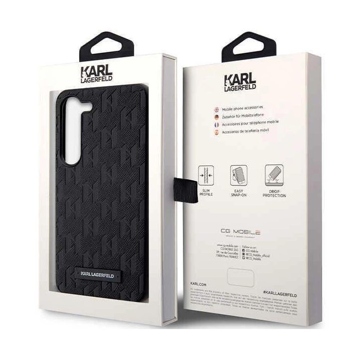 Karl Lagerfeld KLHCS23SSAKLHPK S23 S911 deklas juoda/juoda Saffiano Mono Metalinis logotipas