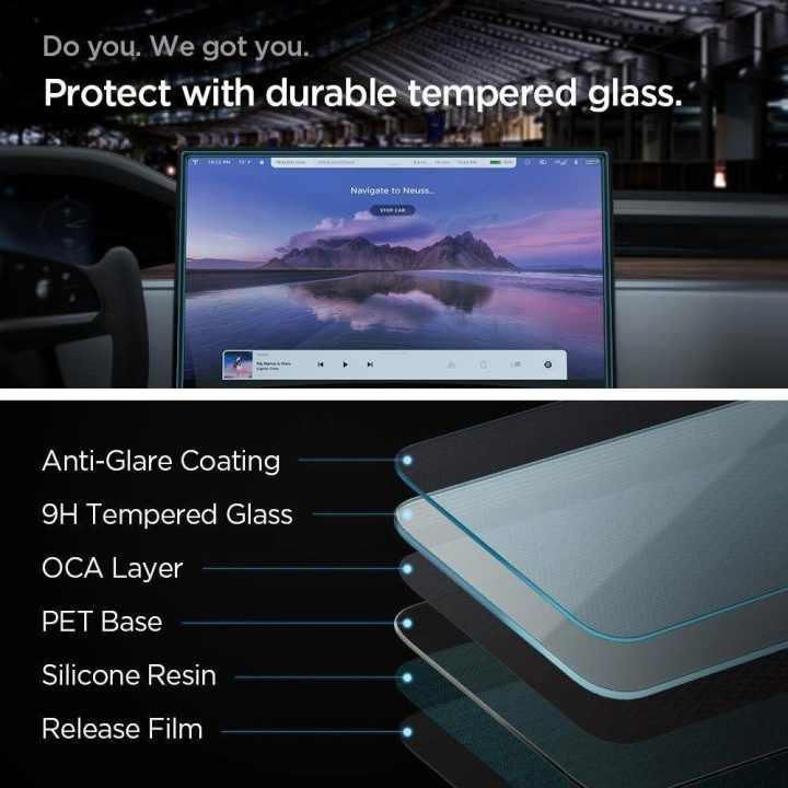 Apsauginis stiklas Spigen GLAS.TR EZ FIT TESLA MODEL X 2022 / MODEL S 2021 BLACK