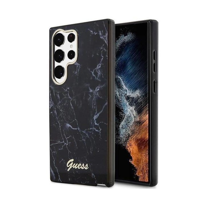 Guess GUHCS23LPCUMAK S23 Ultra S918 juodos/juodos spalvos deklas Marble