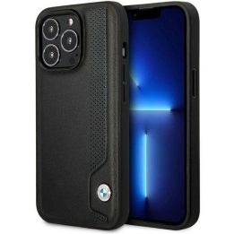 Dėklas BMW BMHCP14L22RBDK iPhone 14 Pro 6.1 juodos/juodos spalvos deklas odinis Blue Dots