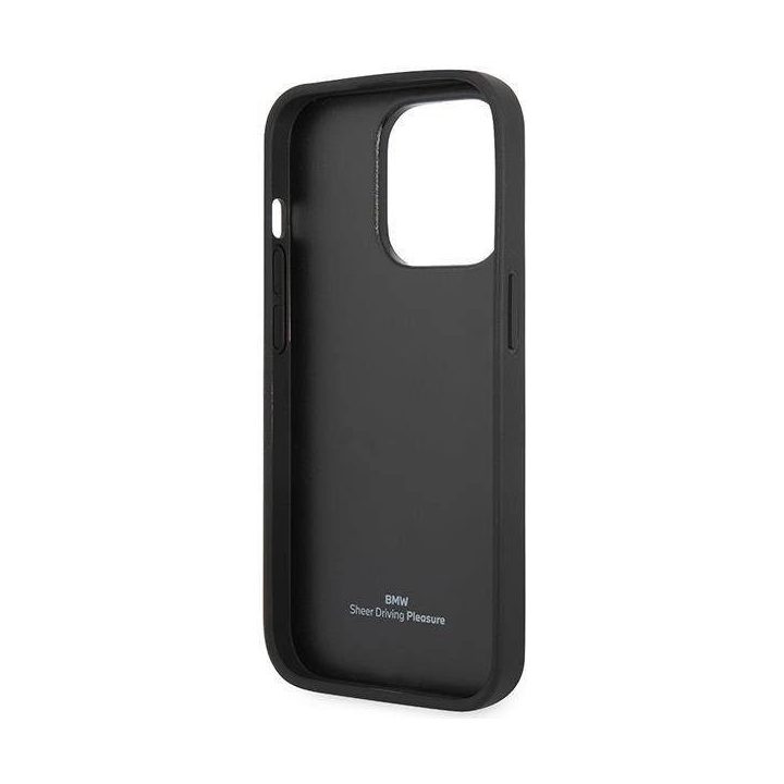 Dėklas BMW BMHCP14L22RFGR iPhone 14 Pro 6.1 bordo/burundy odinis deimantinio rašto