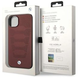 Dėklas BMW BMHCP14S22RPSR iPhone 14 6.1 bordo/burundy Odinių sėdynių raštas