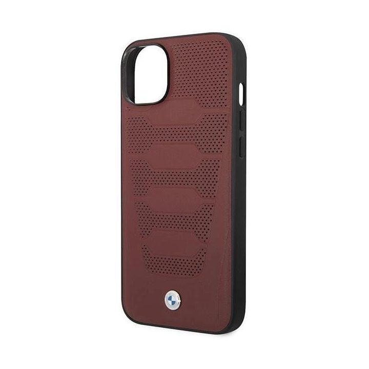Dėklas BMW BMHCP14S22RPSR iPhone 14 6.1 bordo/burundy Odinių sėdynių raštas