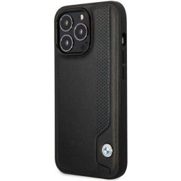 Dėklas BMW BMHCP14X22RBDK iPhone 14 Pro Max 6,7 juodos/juodos spalvos deklas odinis Blue Dots