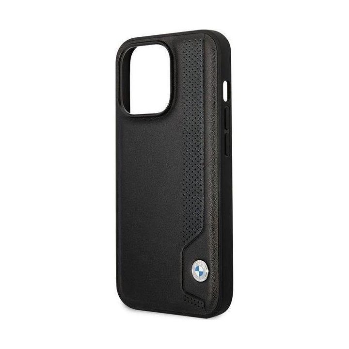 Dėklas BMW BMHCP14X22RBDK iPhone 14 Pro Max 6,7 juodos/juodos spalvos deklas odinis Blue Dots