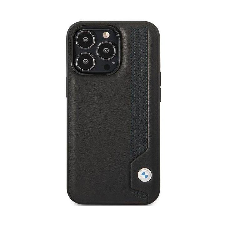 Dėklas BMW BMHCP14X22RBDK iPhone 14 Pro Max 6,7 juodos/juodos spalvos deklas odinis Blue Dots