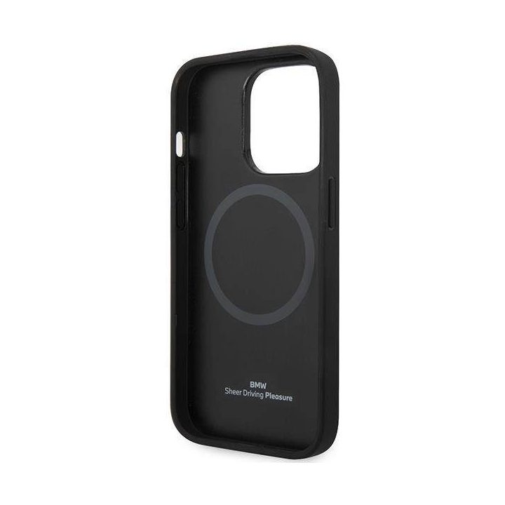 Dėklas BMW BMHMP14L22RFGR iPhone 14 Pro 6.1 bordo/burundy odinis Diamond Pattern MagSafe dėklas