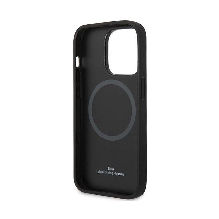 Dėklas BMW BMHMP14L22RPSR iPhone 14 Pro 6.1 Burgundy/burundy Odinių sėdynių raštas MagSafe