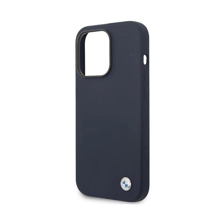 Dėklas BMW BMHMP14XSILNA iPhone 14 Pro Max 6.7 tamsiai mėlyna/navy Silikoninis metalinis logotipas MagSafe