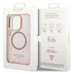 Guess GUHMP14XHTCMP iPhone 14 Pro Max 6,7 rausvas/rožinis deklas Gold Outline Translucent MagSafe