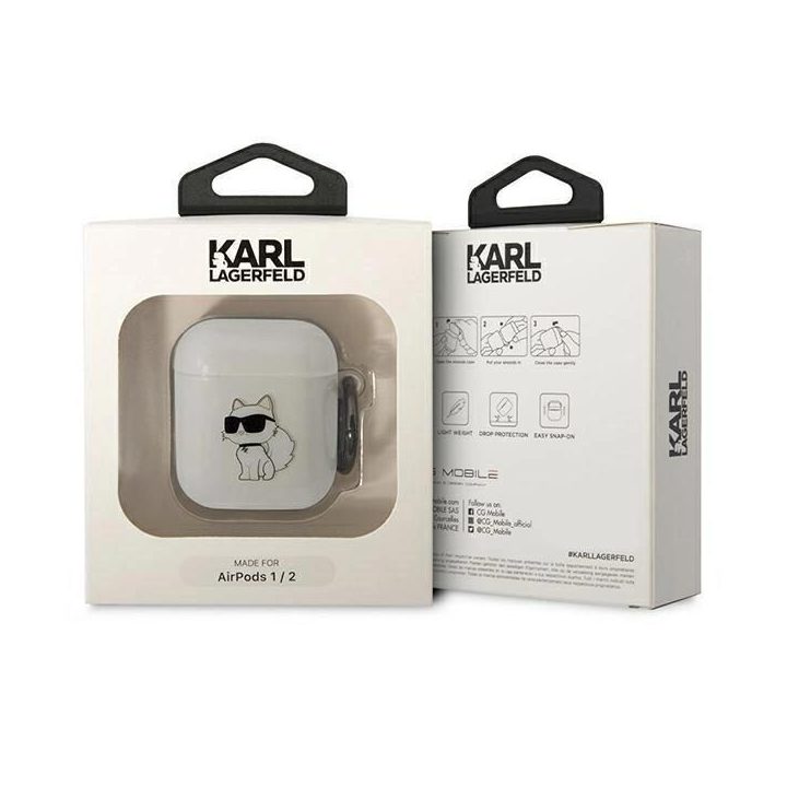 Karl Lagerfeld KLA2HNCHTCT Airpods 1/2 dangtelio skaidrus Ikonik Choupette
