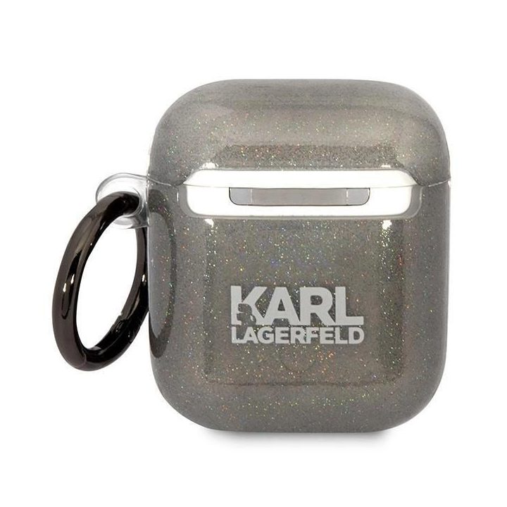 Karl Lagerfeld KLA2HNKCTGK Airpods 1/2 dangtelis juoda/juoda Gliter Karl&Choupette