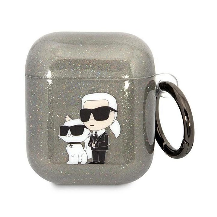 Karl Lagerfeld KLA2HNKCTGK Airpods 1/2 dangtelis juoda/juoda Gliter Karl&Choupette