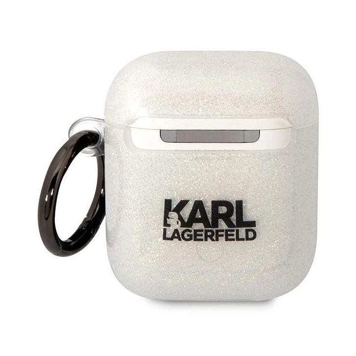 Karl Lagerfeld KLA2HNKCTGT Airpods 1/2 dangtelis skaidrus Gliter Karl&Choupette