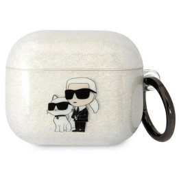 Karl Lagerfeld KLA3HNKCTGT Airpods 3 dangtelis skaidrus Gliter Karl&Choupette