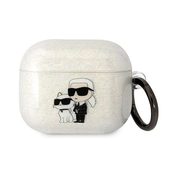 Karl Lagerfeld KLA3HNKCTGT Airpods 3 dangtelis skaidrus Gliter Karl&Choupette