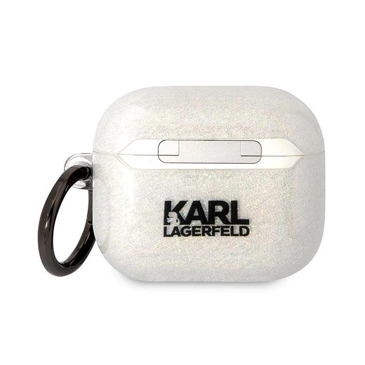 Karl Lagerfeld KLA3HNKCTGT Airpods 3 dangtelis skaidrus Gliter Karl&Choupette