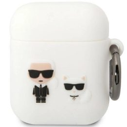 Karl Lagerfeld KLACA2SILKCW AirPods 1/2 dangtelis balta/balta Silikonas Karl & Choupette