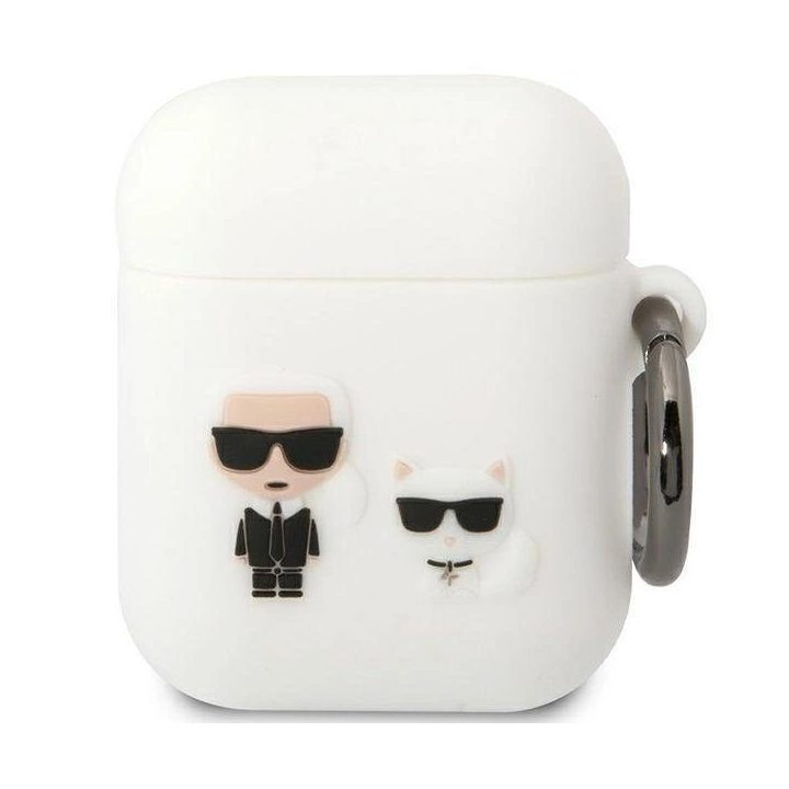 Karl Lagerfeld KLACA2SILKCW AirPods 1/2 dangtelis balta/balta Silikonas Karl & Choupette
