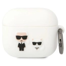 Karl Lagerfeld KLACA3SILKCW AirPods 3 dangtelis baltas/baltas Silikonas Karl & Choupette