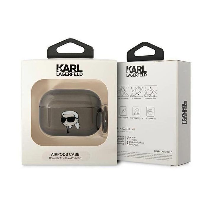 Karl Lagerfeld KLAPHNIKTCK AirPods Pro dangtelis juodas/juodas Karl's Head