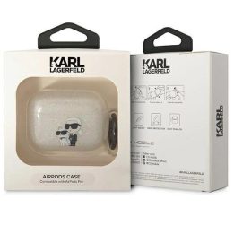 Karl Lagerfeld KLAPHNKCTGT Airpods Pro dangtelis skaidrus Gliter Karl&Choupette