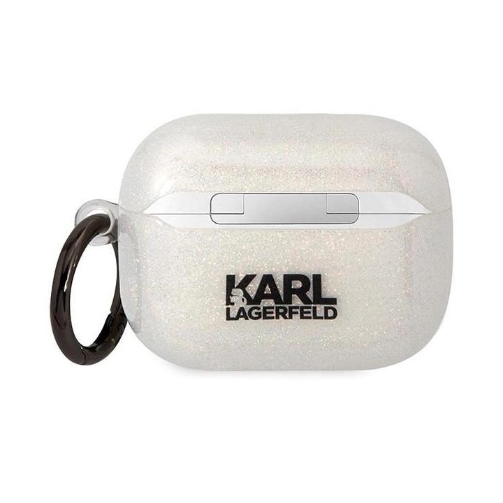 Karl Lagerfeld KLAPHNKCTGT Airpods Pro dangtelis skaidrus Gliter Karl&Choupette