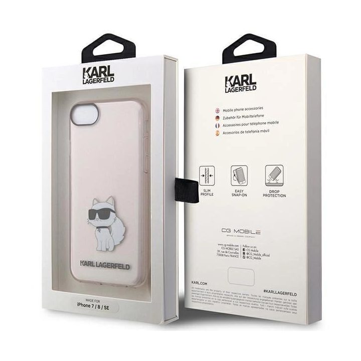 Karl Lagerfeld KLHCI8HNCHTCP iPhone 7/8/ SE 2020 / SE 2022 rausvas/rožinis deklas Ikonik Choupette