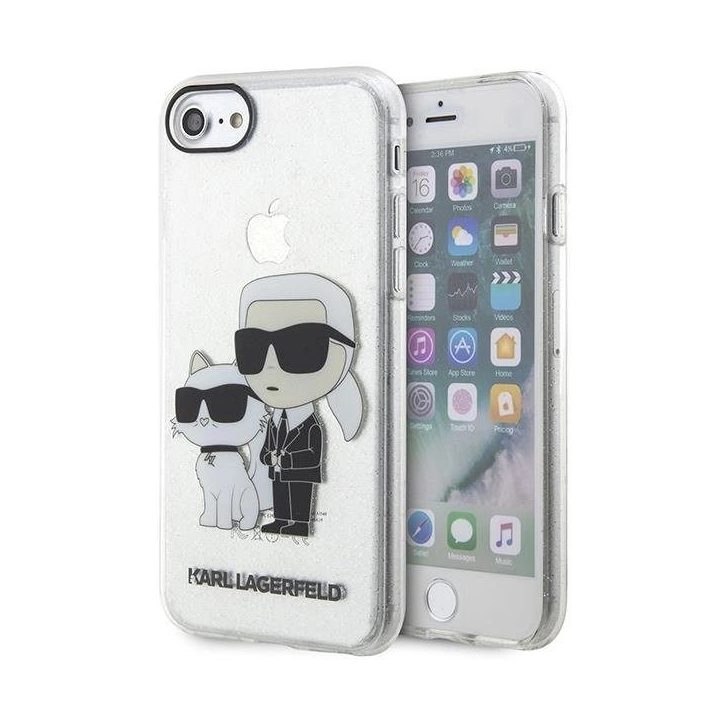 Karl Lagerfeld KLHCI8HNKCTGT iPhone 7/8/ SE 2020 / SE 2022 skaidrus deklas Gliter Karl&Choupette