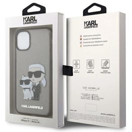 Karl Lagerfeld KLHCN61HNKCTGK iPhone 11 / Xr 6.1 juodas/juodas deklas Gliter Karl&Choupette