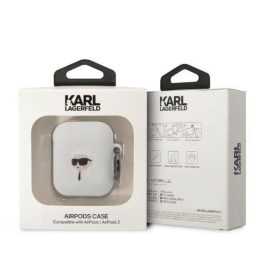 Karl Lagerfeld KLA2RUNIKH AirPods 1/2 dangtelis baltas/baltas Silikoninis Karl Head 3D