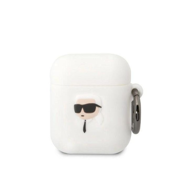 Karl Lagerfeld KLA2RUNIKH AirPods 1/2 dangtelis baltas/baltas Silikoninis Karl Head 3D