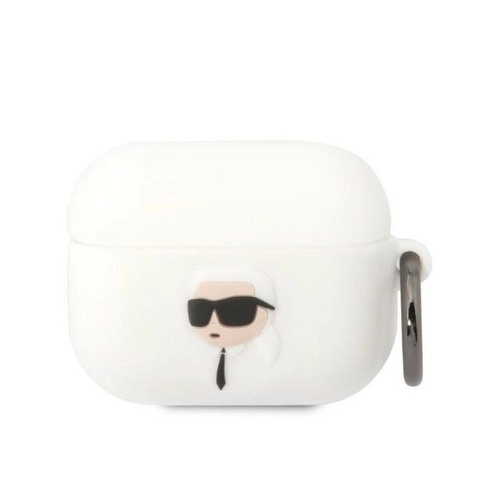 Karl Lagerfeld KLAPRUNIKH AirPods Pro dangtelis baltas/baltas Silikoninis Karl Head 3D