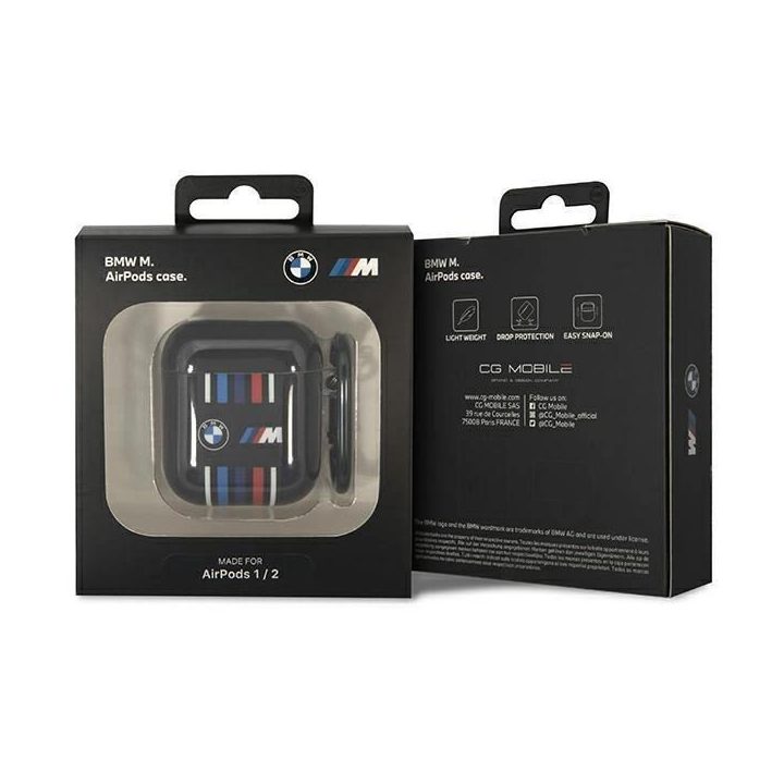 BMW BMA222SWTK AirPods 1/2 dangtelis juodas/juodas Kelių spalvų linijos