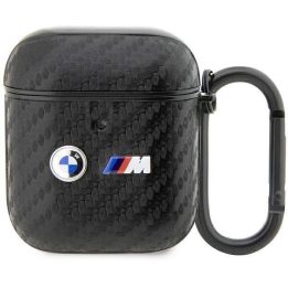 BMW BMA2WMPUCA2 AirPods 1/2 dangtelio juoda/juoda Anglis Dvigubas metalinis logotipas