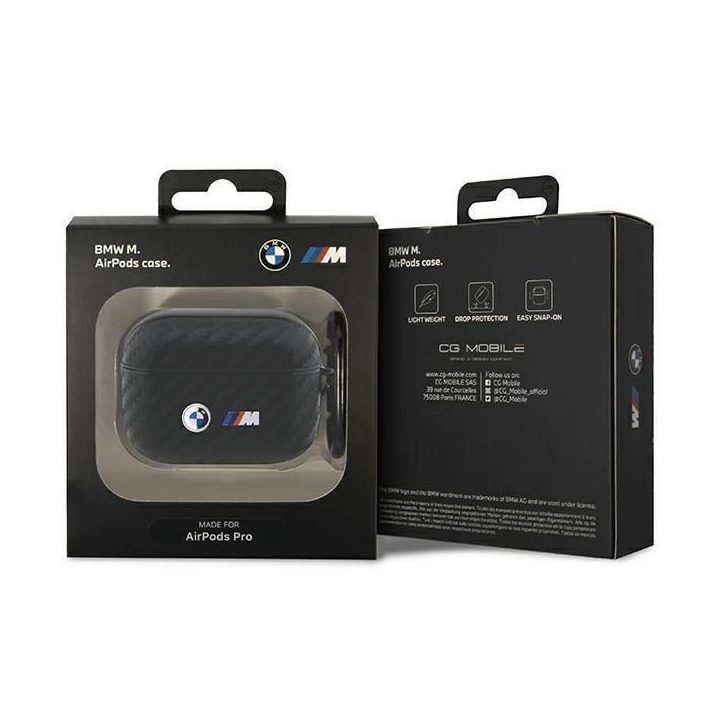 BMW BMAPWMPUCA2 AirPods Pro dangtelis juodas/juodas Anglis Dvigubas metalinis logotipas