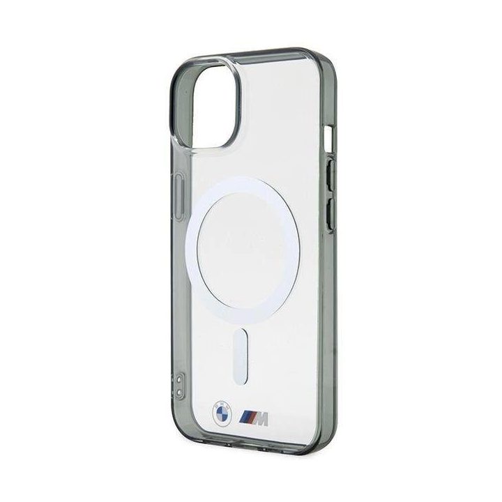 BMW Silver Ring MagSafe dėklas iPhone 14 Plus - Skaidrus