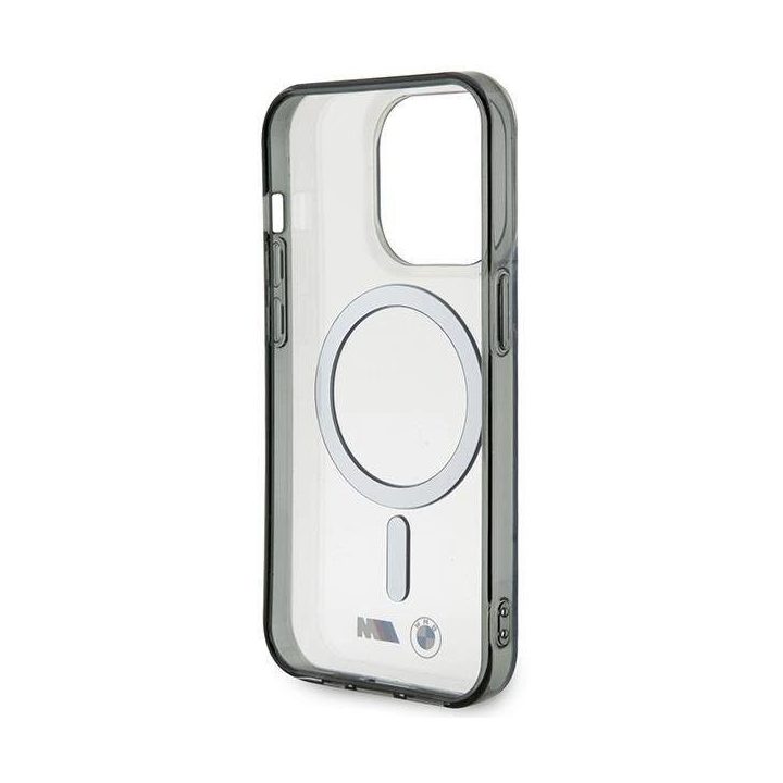 Dėklas BMW BMHMP14XHCRS iPhone 14 Pro Max 6,7 , skaidrus deklas, sidabrinis žiedas, MagSafe
