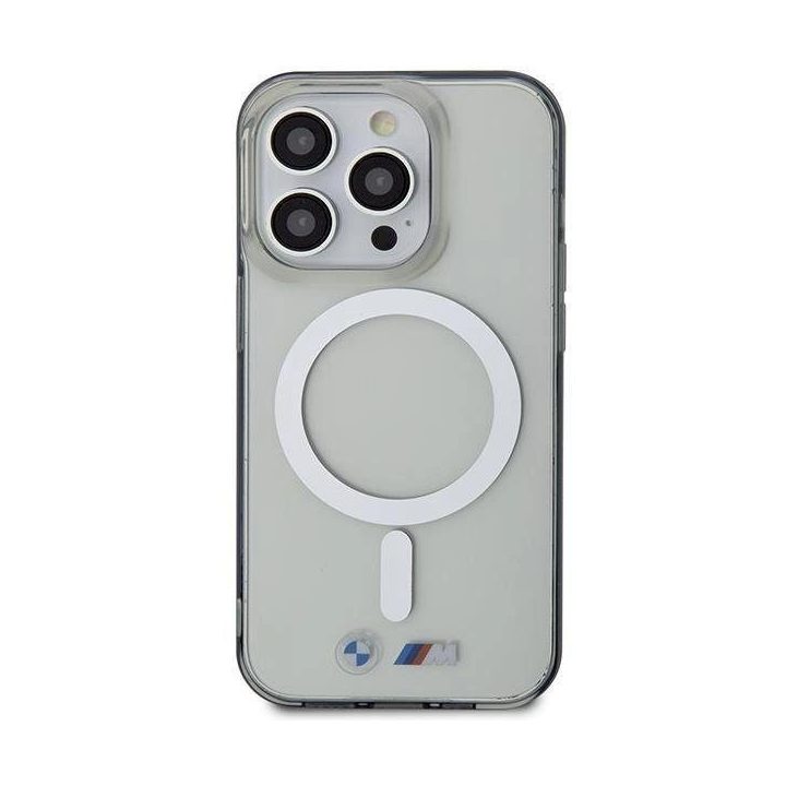 Dėklas BMW BMHMP14XHCRS iPhone 14 Pro Max 6,7 , skaidrus deklas, sidabrinis žiedas, MagSafe