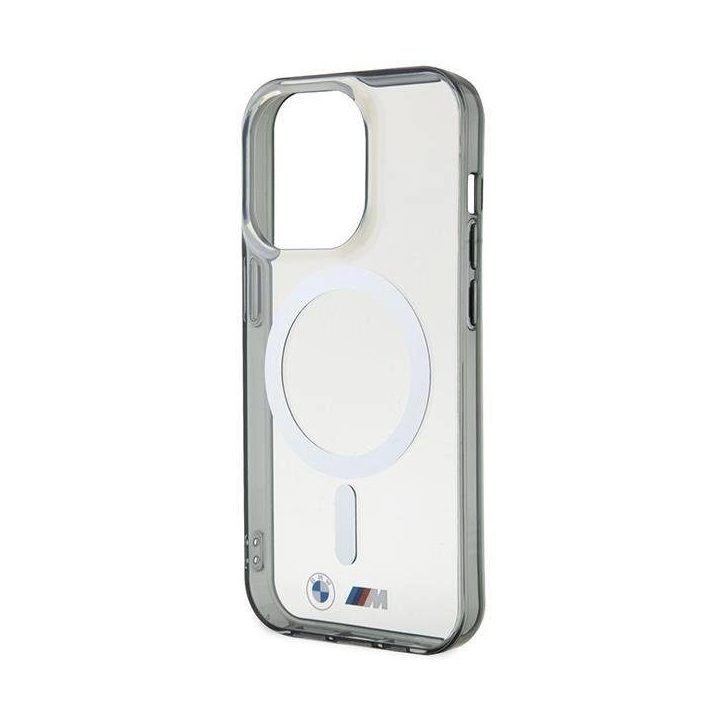 Dėklas BMW BMHMP14XHCRS iPhone 14 Pro Max 6,7 , skaidrus deklas, sidabrinis žiedas, MagSafe
