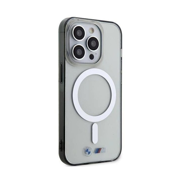 Dėklas BMW BMHMP14XHCRS iPhone 14 Pro Max 6,7 , skaidrus deklas, sidabrinis žiedas, MagSafe