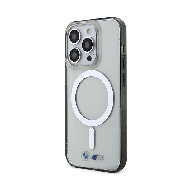 Dėklas BMW BMHMP14XHCRS iPhone 14 Pro Max 6,7 , skaidrus deklas, sidabrinis žiedas, MagSafe