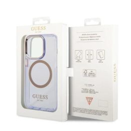Guess GUHMP14LHTCMU iPhone 14 Pro 6.1 violetinės/violetinės spalvos deklas Gold Outline Translucent MagSafe