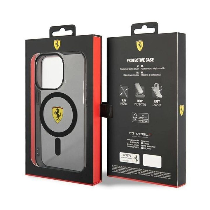 Ferrari FEHMP14LUKK iPhone 14 Pro 6,1 juodos/juodos spalvos deklas Translucent Magsafe