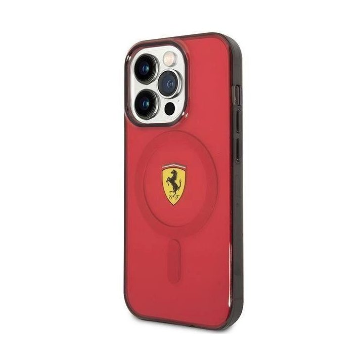 Ferrari FEHMP14LUKR iPhone 14 Pro 6,1 raudonos/raudonos spalvos deklas permatomas Magsafe