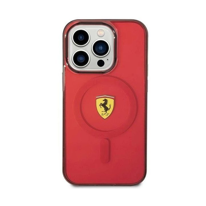 Ferrari FEHMP14LUKR iPhone 14 Pro 6,1 raudonos/raudonos spalvos deklas permatomas Magsafe