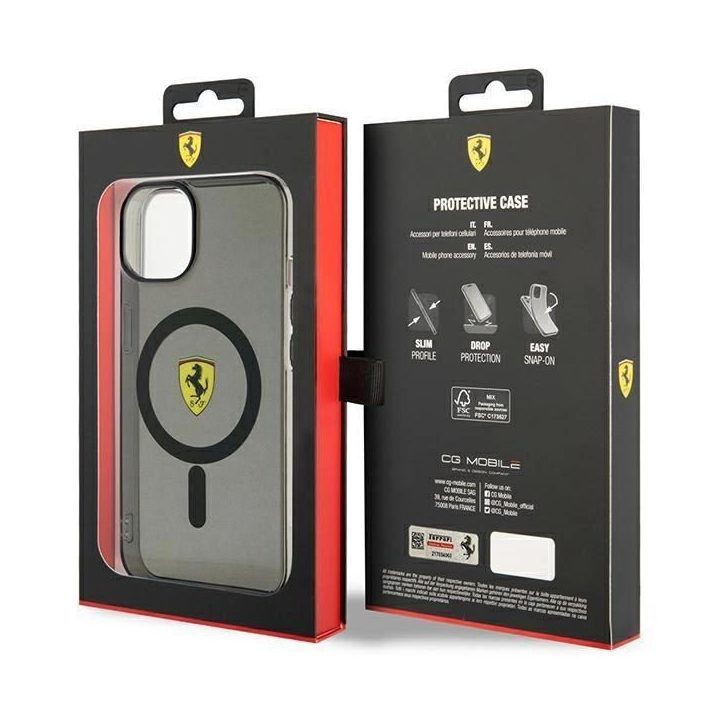 Ferrari FEHMP14MURKK iPhone 14 Plus 6,7 juodos/juodos spalvos deklas Translucent Magsafe